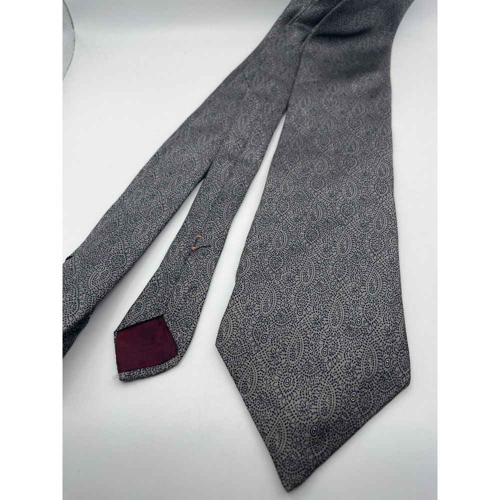 Jonathan White Mens Grey Micro Paisley Silk Necktie Classic Business Formal Tie